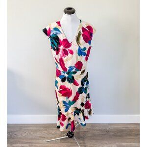 Maggy London Floral Shift Dress with Ruffle Hem